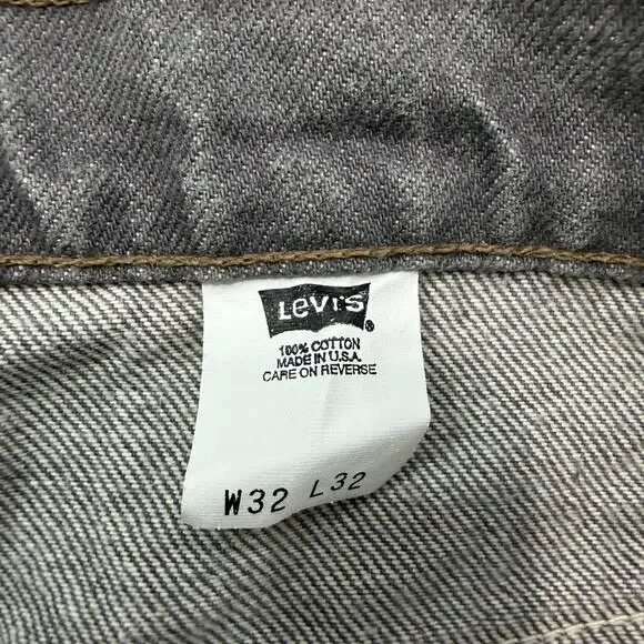 Vintage Levis 575 Jeans Men's 32x32 Gray Black 80s Orange Tab USA Made Western